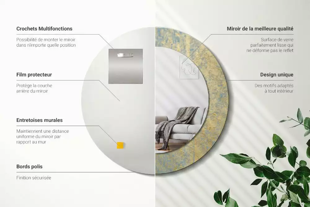 Miroir rond imprimé Motif loft