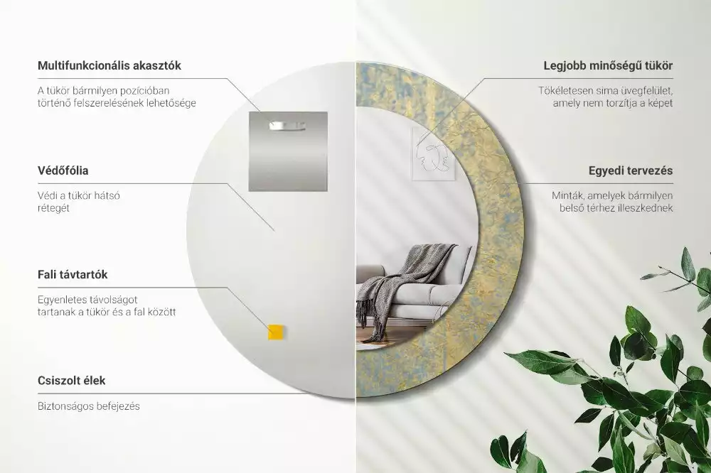 Miroir rond imprimé Motif loft