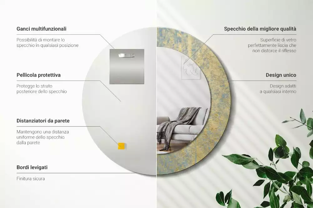 Miroir rond imprimé Motif loft