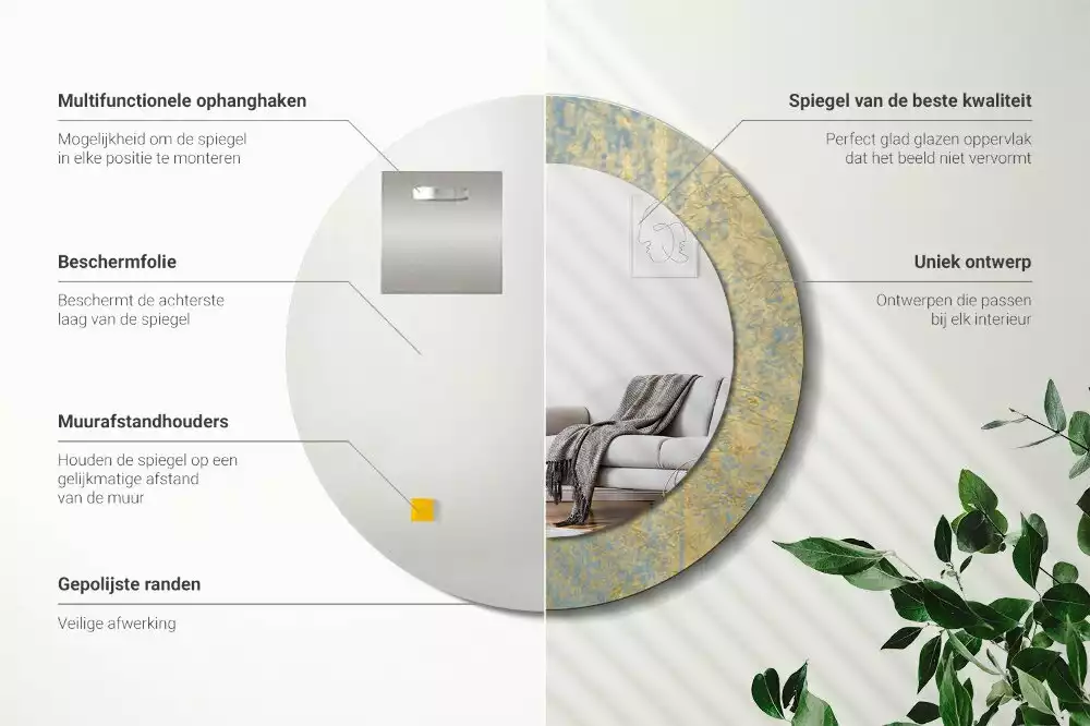 Miroir rond imprimé Motif loft