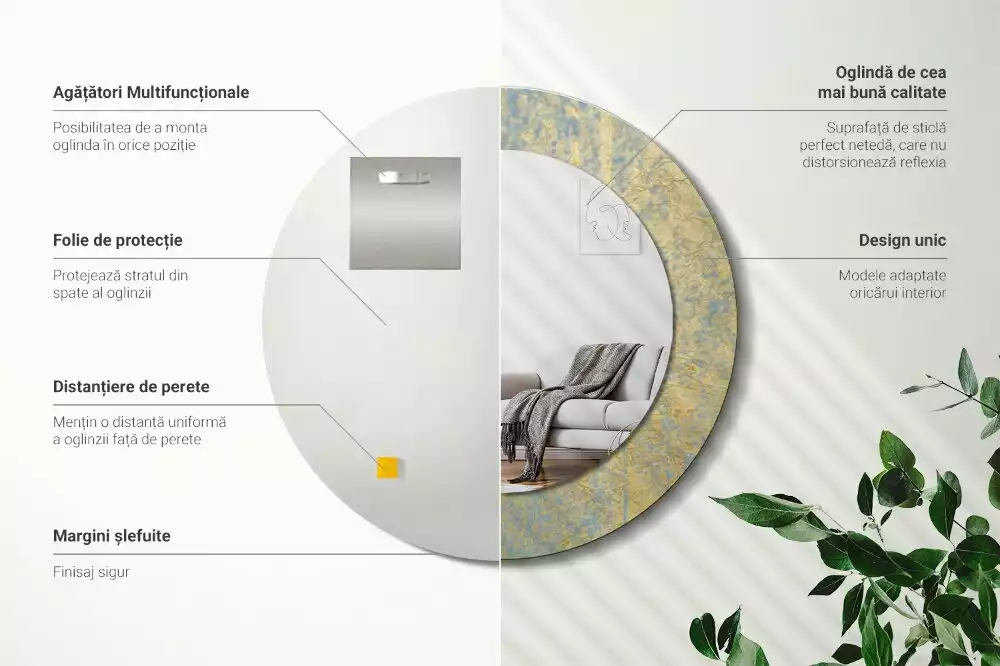 Miroir rond imprimé Motif loft