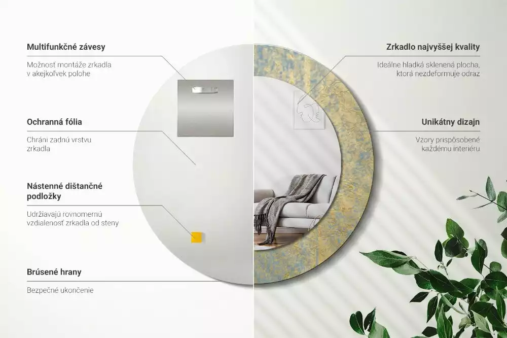 Miroir rond imprimé Motif loft