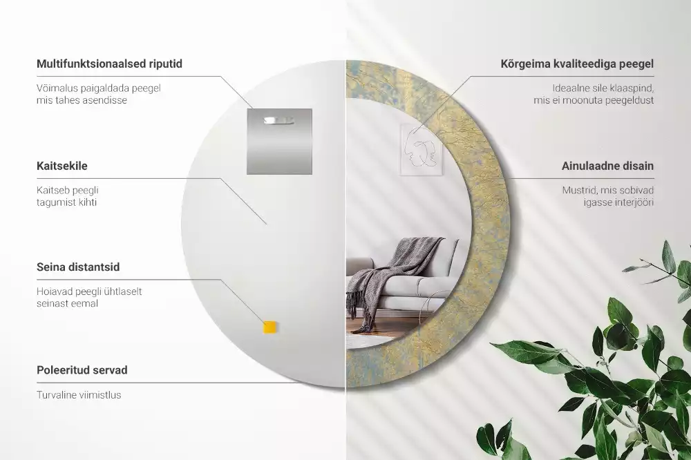 Miroir rond imprimé Motif loft