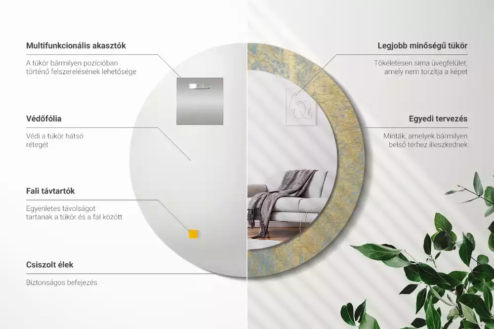 Miroir rond imprimé Motif loft