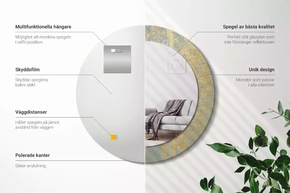 Miroir rond imprimé Motif loft