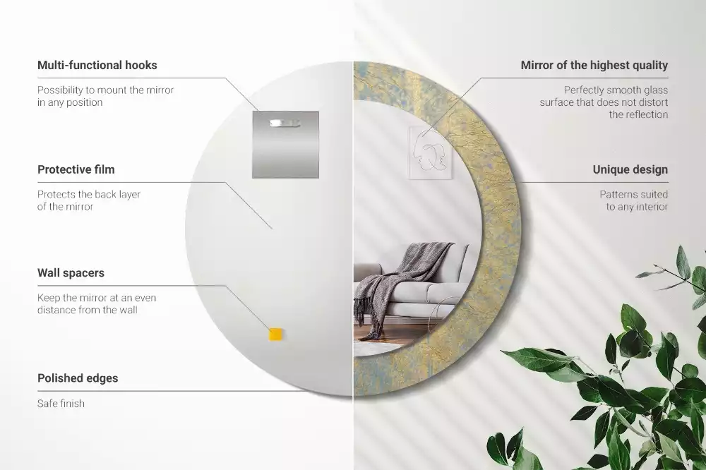 Miroir rond imprimé Motif loft