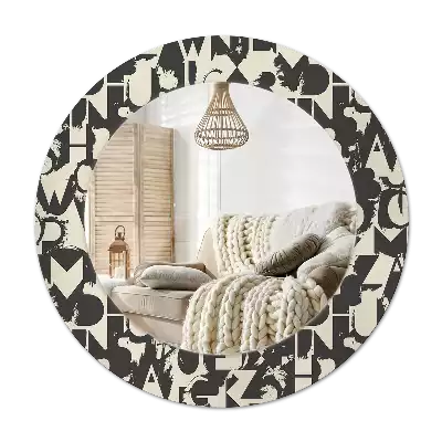 Miroir rond avec décoration Lettres