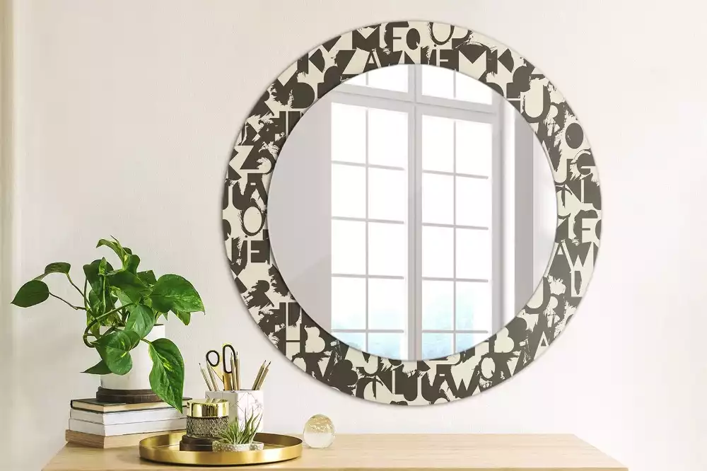 Miroir rond avec décoration Lettres