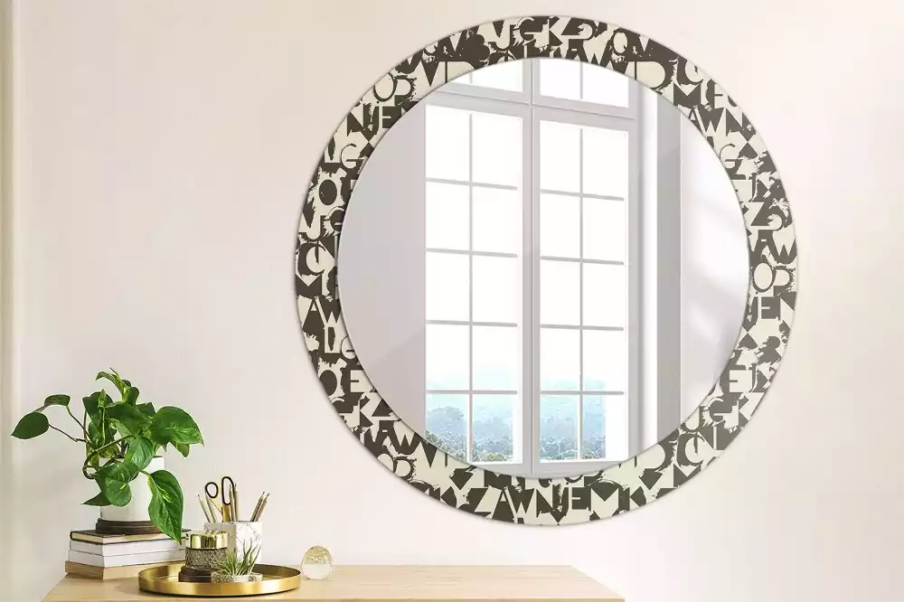 Miroir rond avec décoration Lettres