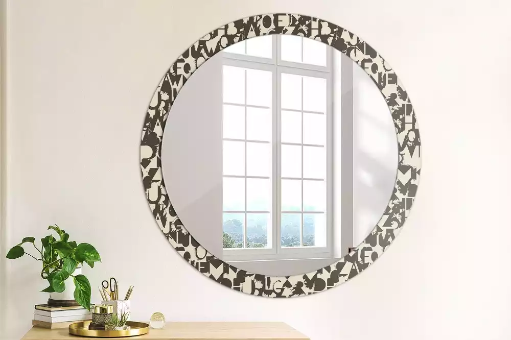 Miroir rond avec décoration Lettres