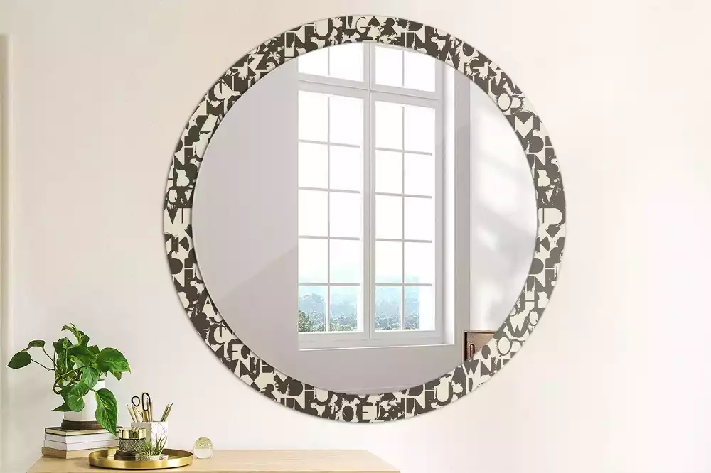 Miroir rond avec décoration Lettres
