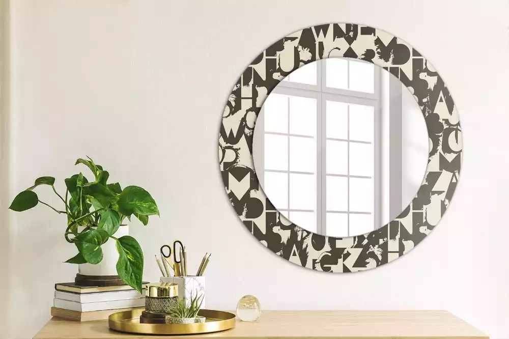 Miroir rond avec décoration Lettres
