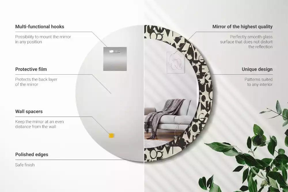 Miroir rond avec décoration Lettres