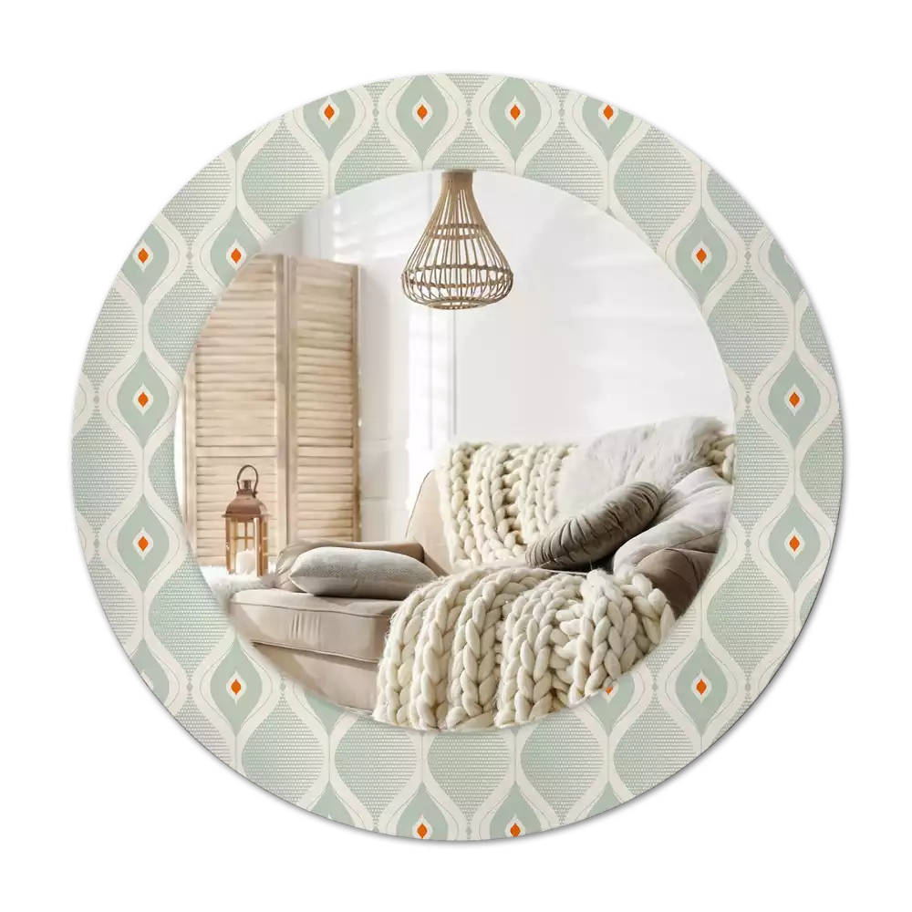 Miroir rond cadre avec impression Motif classique vintage