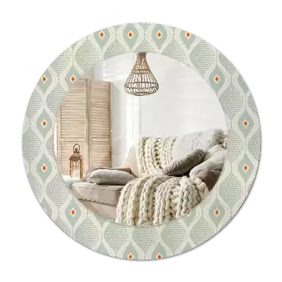 Miroir rond cadre avec impression Motif classique vintage