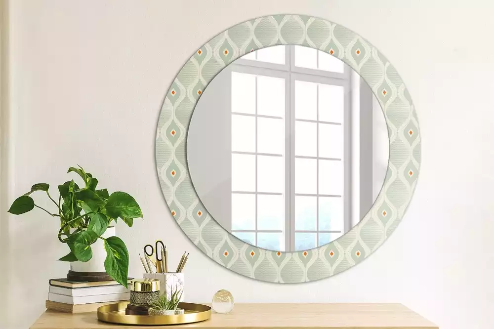 Miroir rond cadre avec impression Motif classique vintage