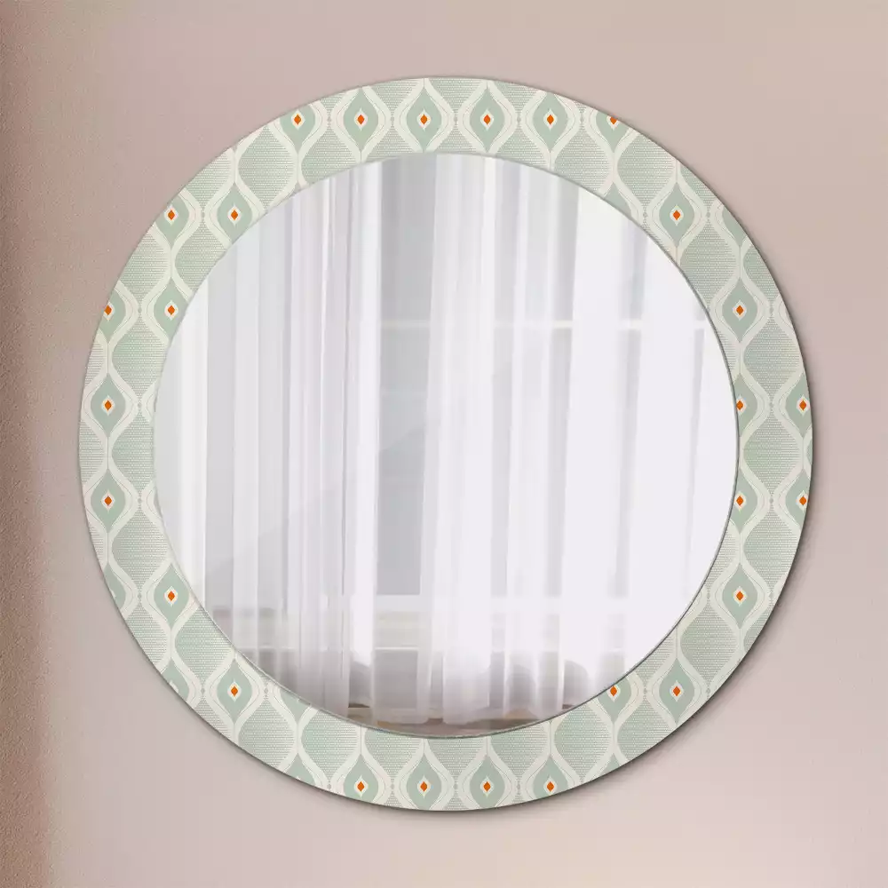 Miroir rond cadre avec impression Motif classique vintage