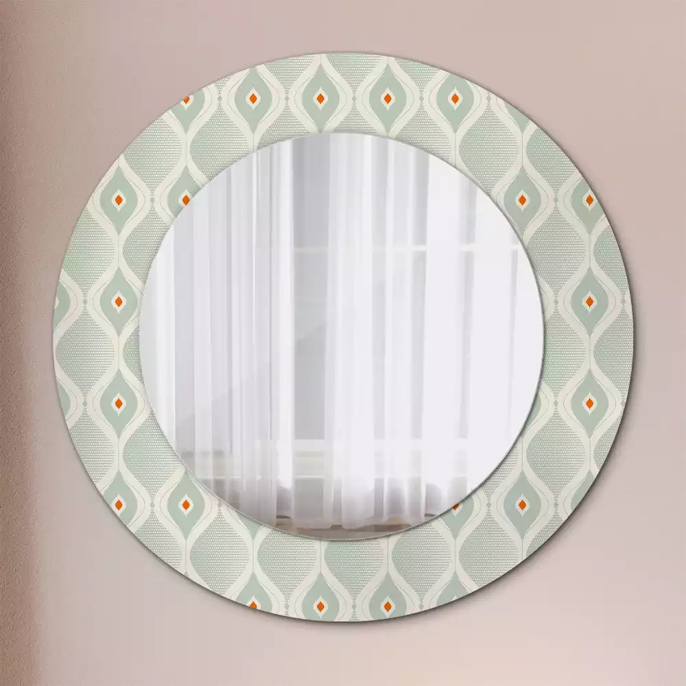 Miroir rond cadre avec impression Motif classique vintage