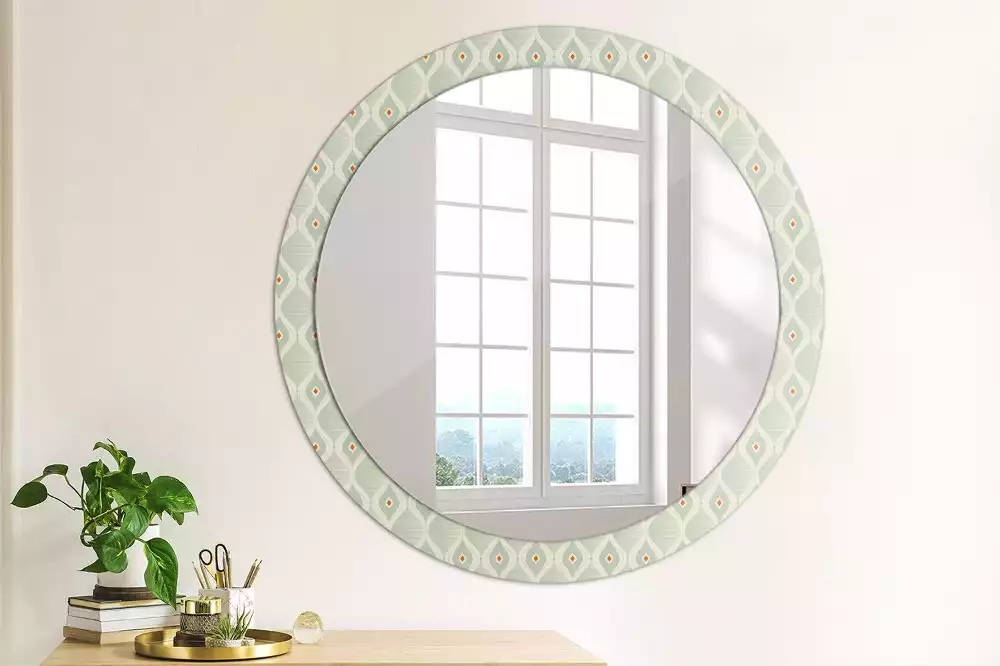 Miroir rond cadre avec impression Motif classique vintage