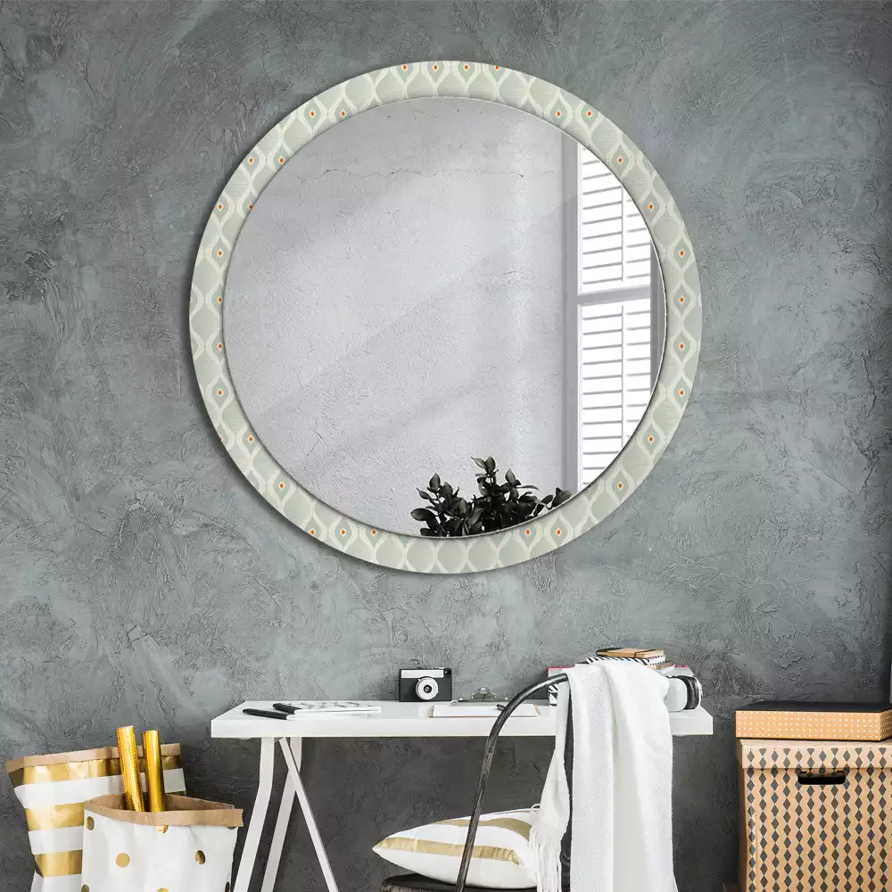 Miroir rond cadre avec impression Motif classique vintage