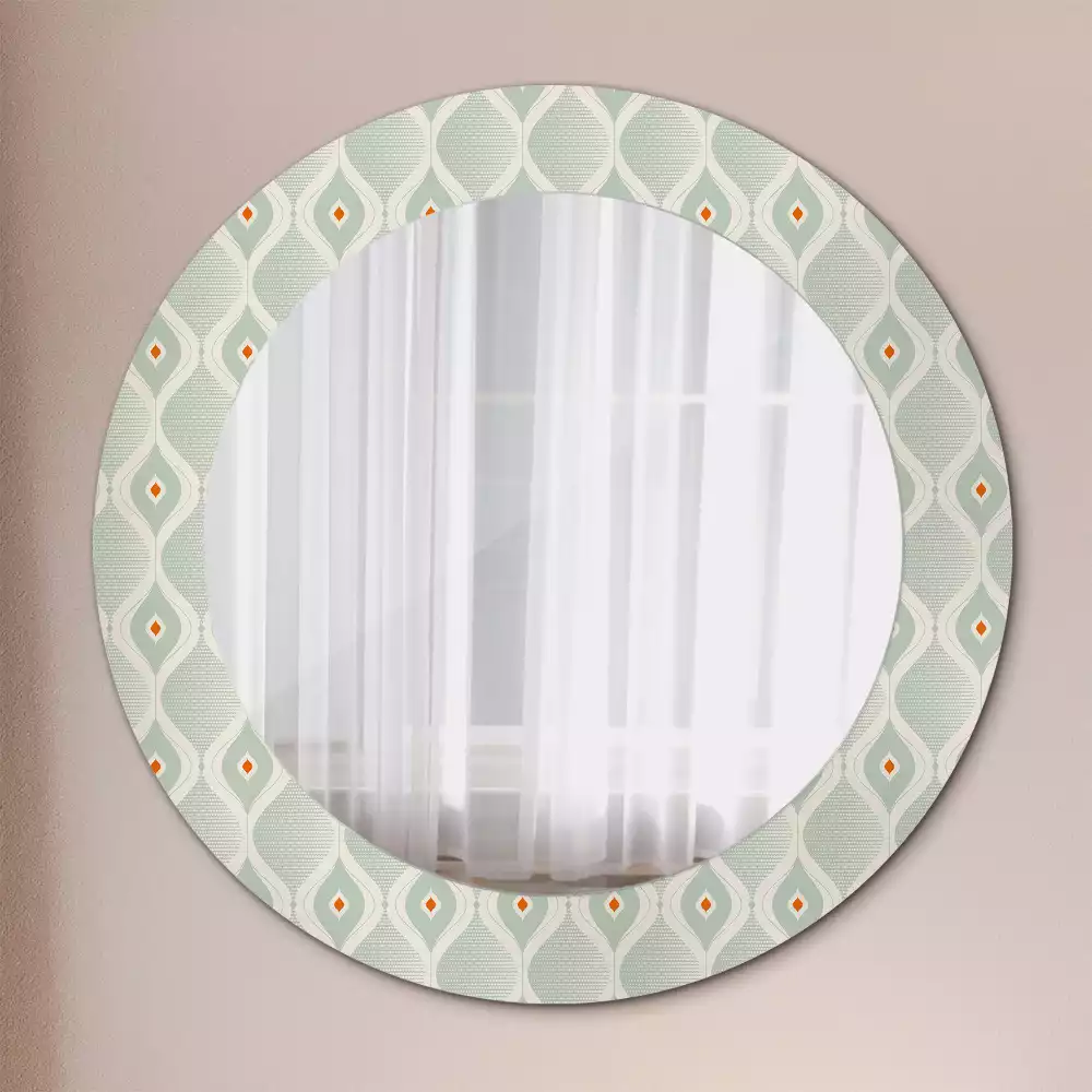 Miroir rond cadre avec impression Motif classique vintage
