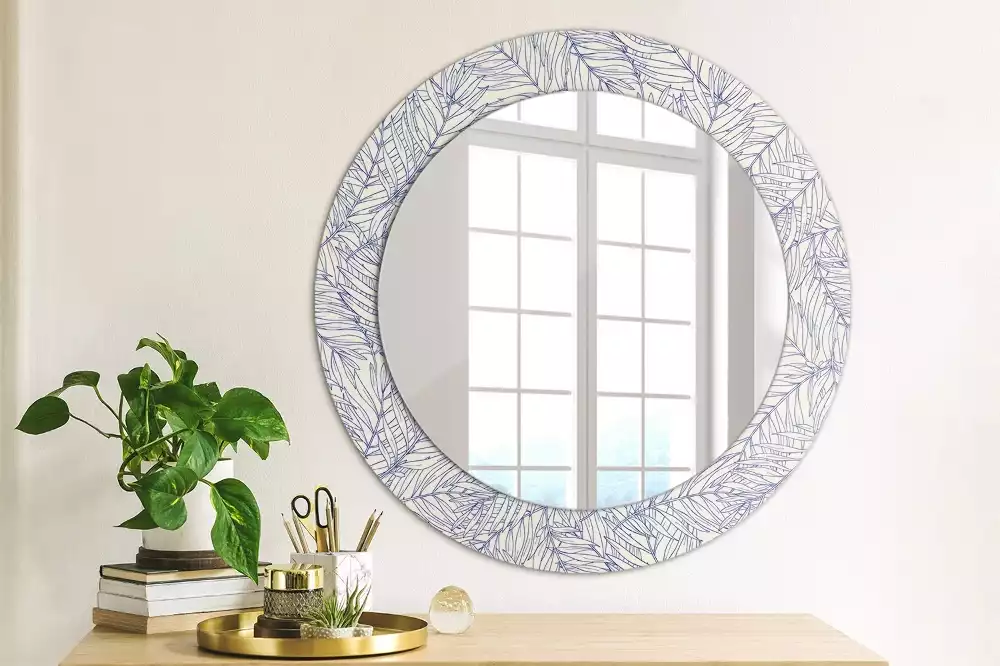 Miroir rond imprimé Contour de palmier tropical