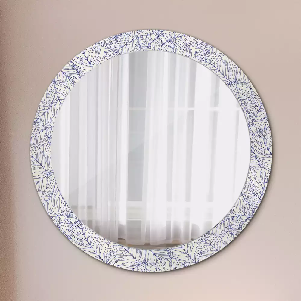 Miroir rond imprimé Contour de palmier tropical