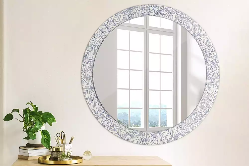 Miroir rond imprimé Contour de palmier tropical