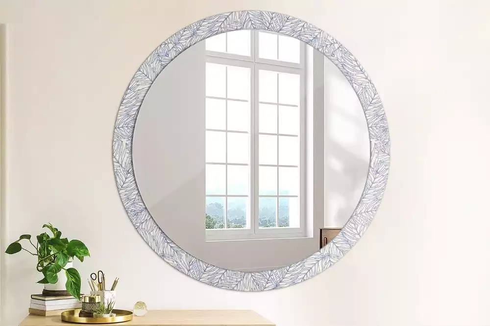 Miroir rond imprimé Contour de palmier tropical
