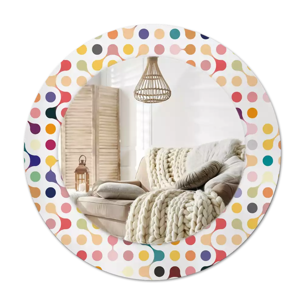 Miroir rond avec décoration Pois pop art