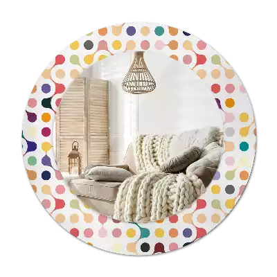 Miroir rond avec décoration Pois pop art