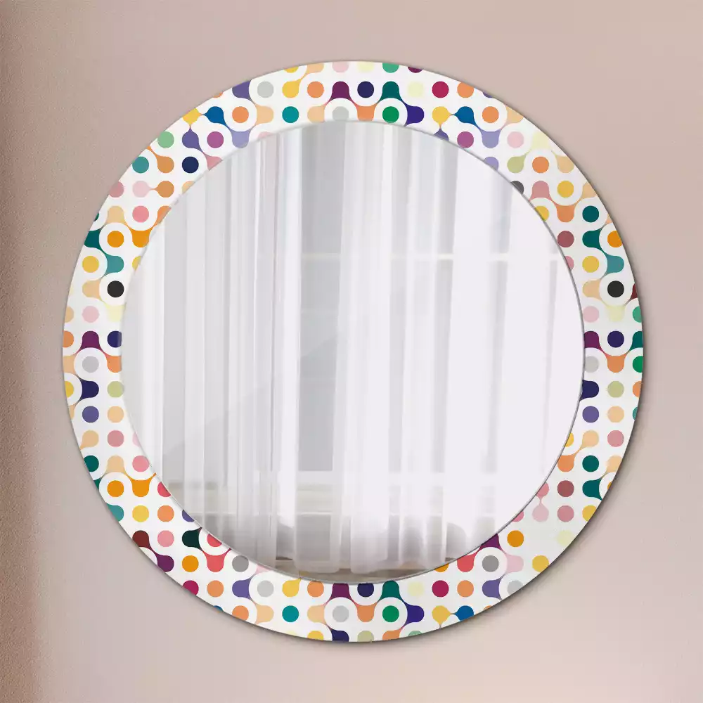 Miroir rond avec décoration Pois pop art