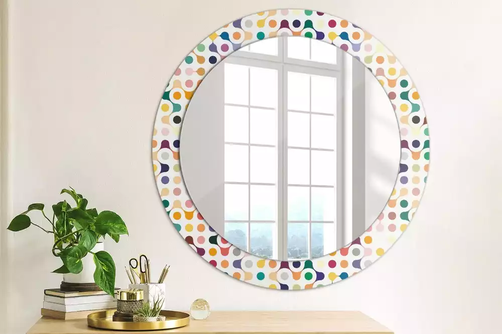 Miroir rond avec décoration Pois pop art