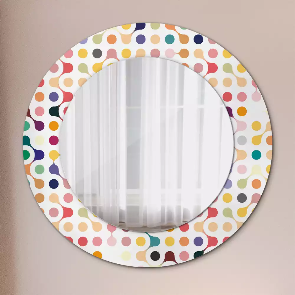 Miroir rond avec décoration Pois pop art