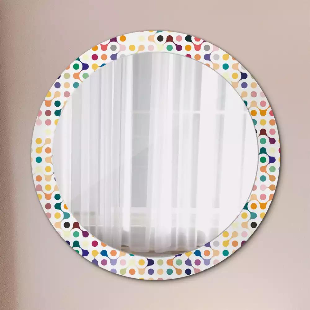 Miroir rond avec décoration Pois pop art