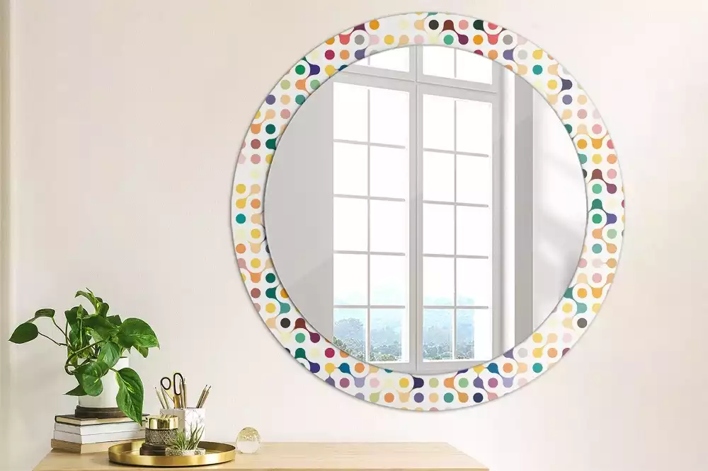 Miroir rond avec décoration Pois pop art