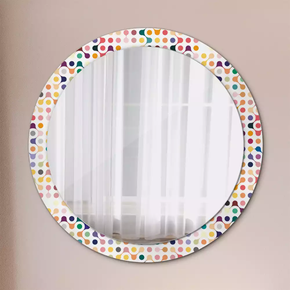 Miroir rond avec décoration Pois pop art