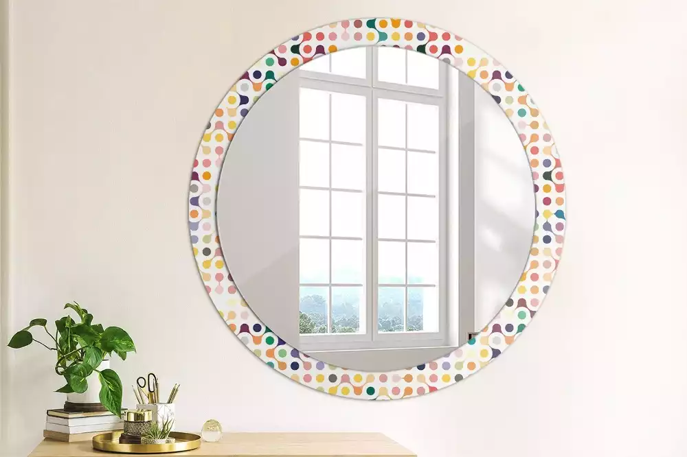 Miroir rond avec décoration Pois pop art