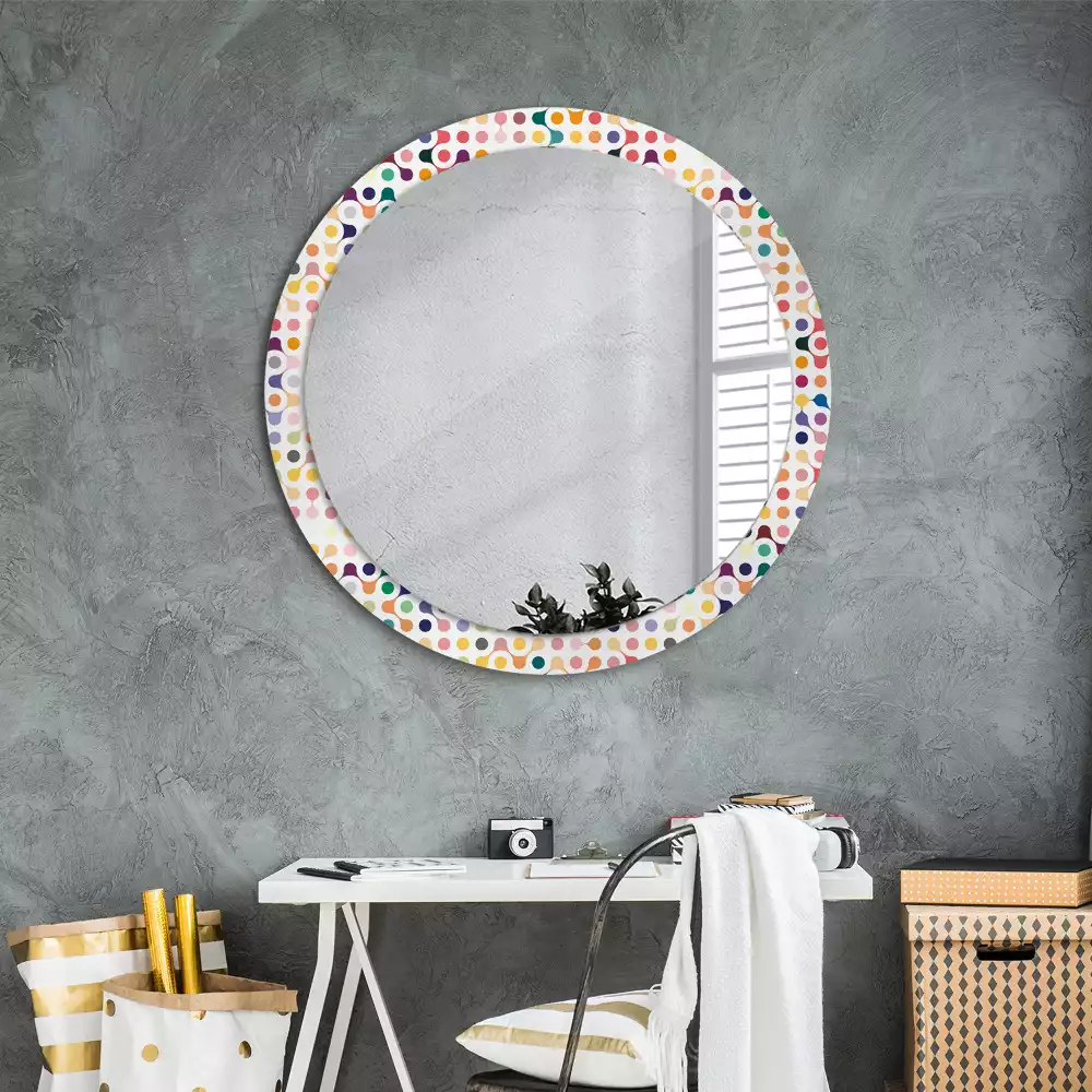 Miroir rond avec décoration Pois pop art