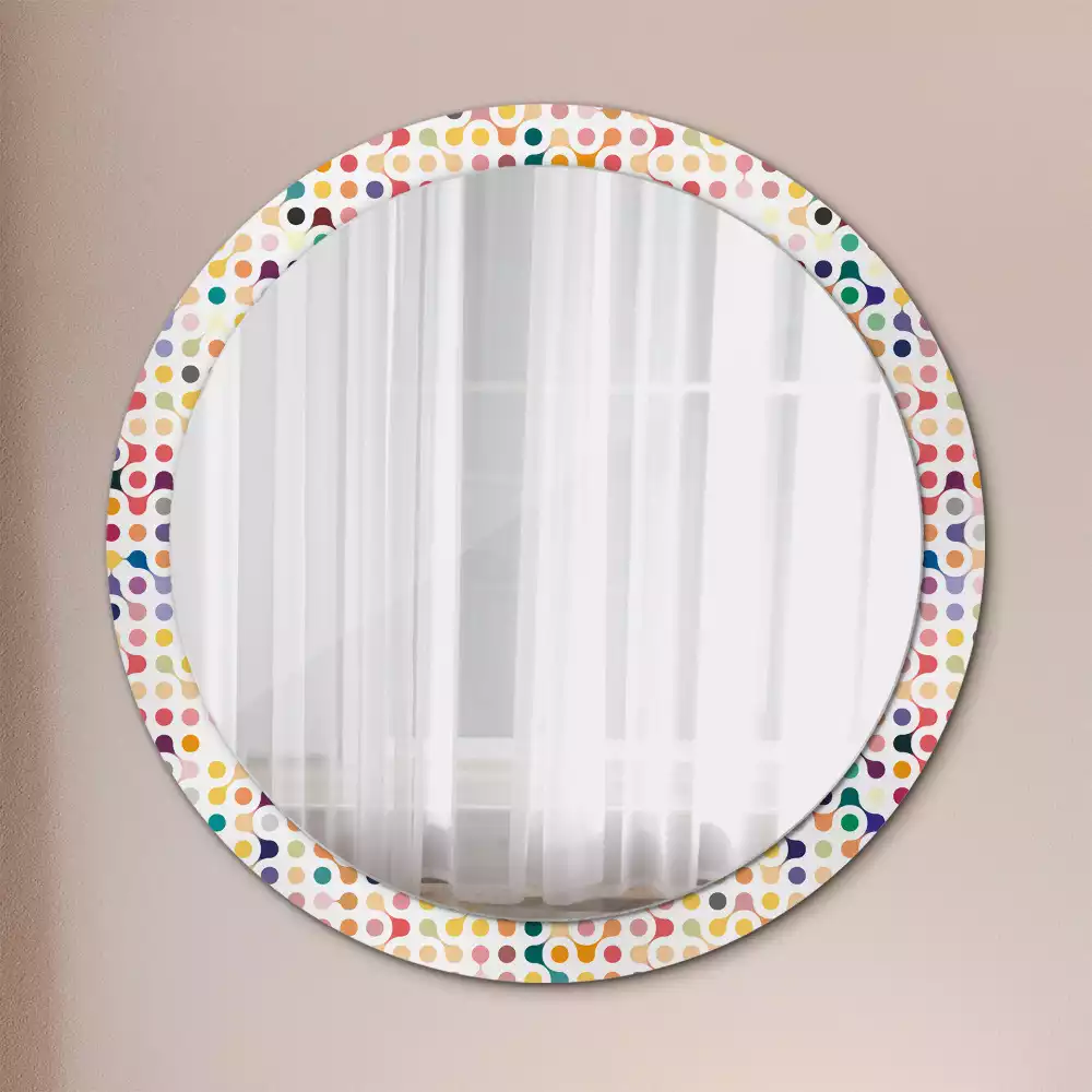 Miroir rond avec décoration Pois pop art