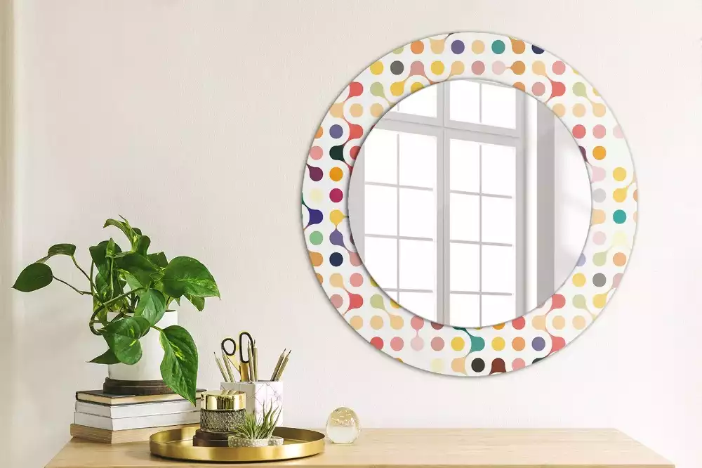 Miroir rond avec décoration Pois pop art