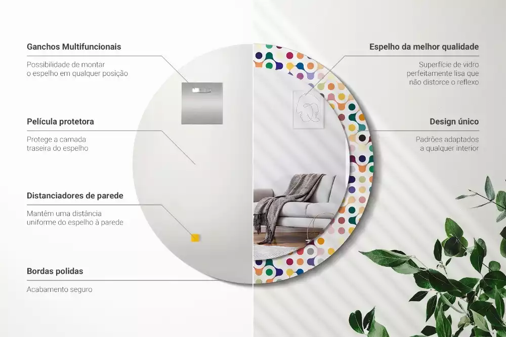 Miroir rond avec décoration Pois pop art