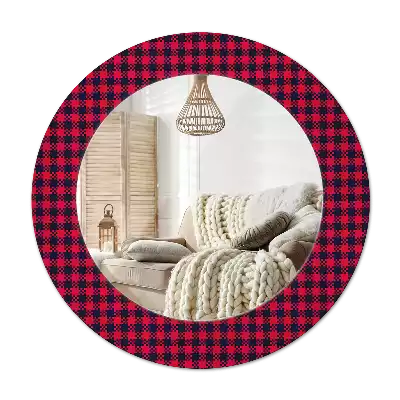Miroir rond cadre avec impression Carreaux rouges