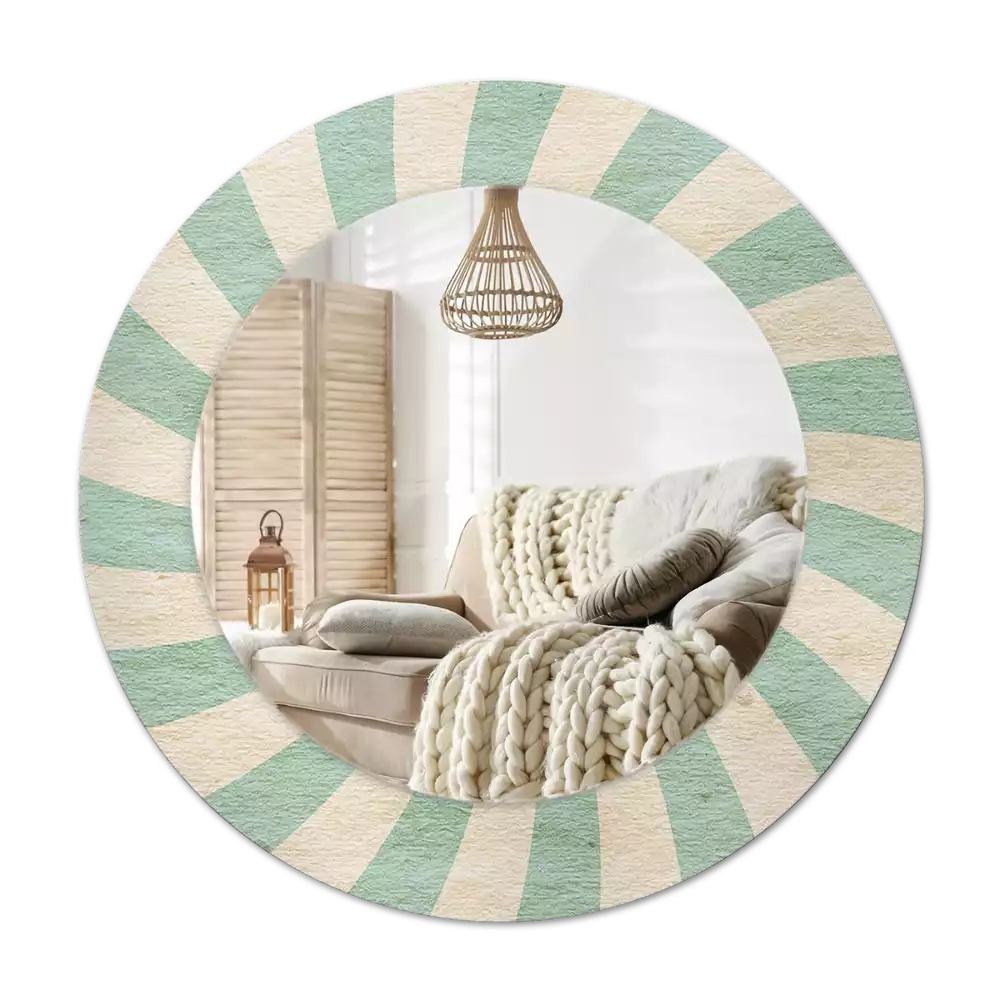 Miroir rond imprimé Motif pastel rétro