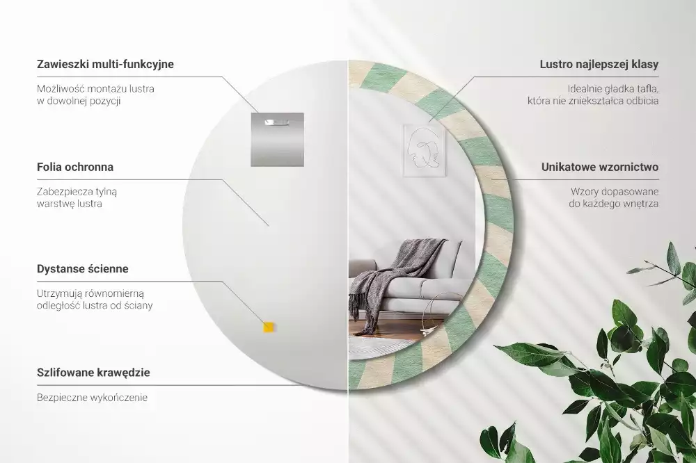 Miroir rond imprimé Motif pastel rétro