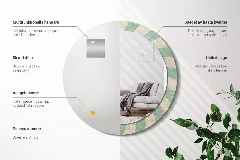 Miroir rond imprimé Motif pastel rétro