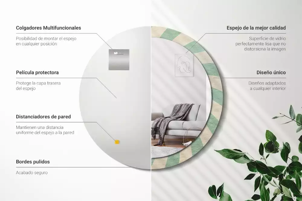 Miroir rond imprimé Motif pastel rétro