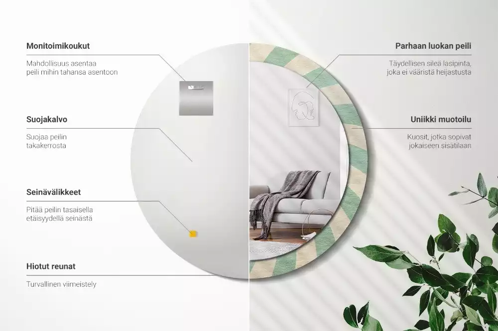 Miroir rond imprimé Motif pastel rétro