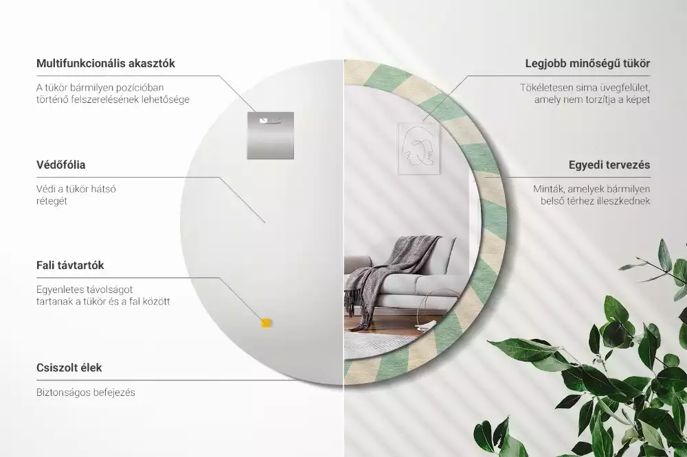 Miroir rond imprimé Motif pastel rétro