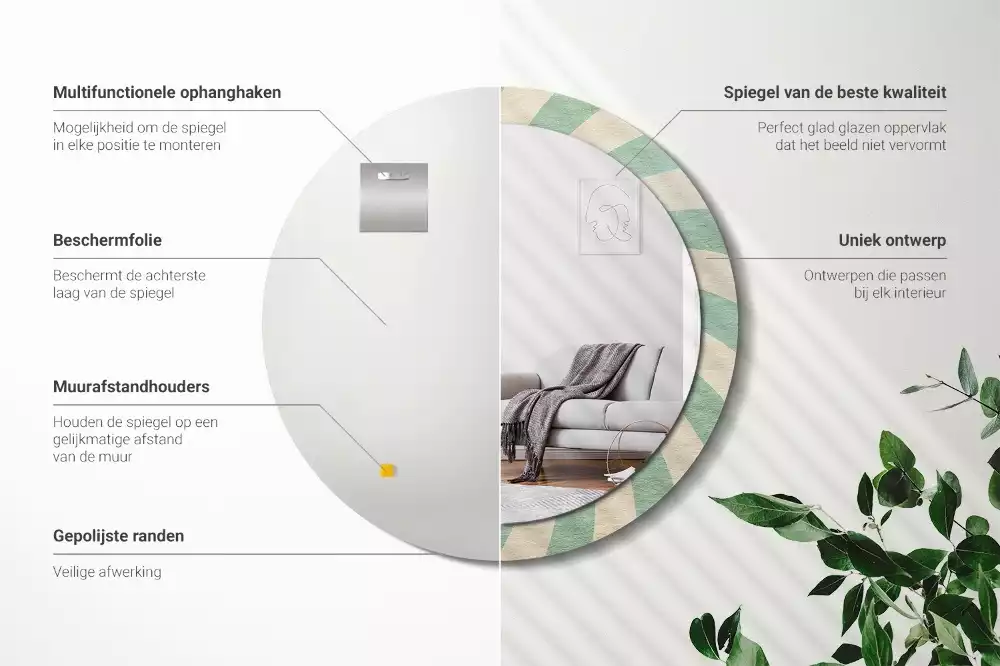 Miroir rond imprimé Motif pastel rétro